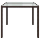 havebord 150x90x75 cm hærdet glas og polyrattan brun
