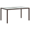 havebord 150x90x75 cm hærdet glas og polyrattan brun