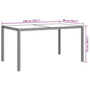 havebord 150x90x75 cm hærdet glas og polyrattan brun