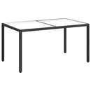 havebord 150x90x75 cm hærdet glas og polyrattan sort