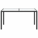 havebord 150x90x75 cm hærdet glas og polyrattan sort