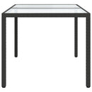 havebord 150x90x75 cm hærdet glas og polyrattan sort