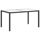 havebord 150x90x75 cm hærdet glas og polyrattan sort