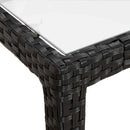 havebord 150x90x75 cm hærdet glas og polyrattan sort