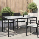 havebord 150x90x75 cm hærdet glas og polyrattan sort