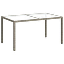 havebord 150x90x75 cm hærdet glas og polyrattan grå
