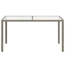 havebord 150x90x75 cm hærdet glas og polyrattan grå