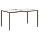 havebord 150x90x75 cm hærdet glas og polyrattan grå