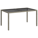 havebord 150x90x75 cm hærdet glas og polyrattan grå