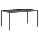 havebord 150x90x75 cm hærdet glas og polyrattan grå