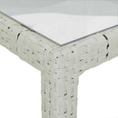 havebord 150x90x75 cm hærdet glas og polyrattan hvid