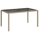 havebord 150x90x75 cm hærdet glas og polyrattan beige