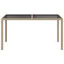 havebord 150x90x75 cm hærdet glas og polyrattan beige