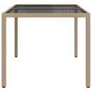 havebord 150x90x75 cm hærdet glas og polyrattan beige