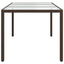havebord 190x90x75 cm hærdet glas og polyrattan brun