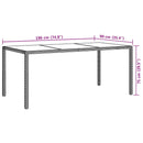 havebord 190x90x75 cm hærdet glas og polyrattan brun
