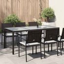 havebord 190x90x75 cm hærdet glas og polyrattan brun