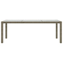 havebord 190x90x75 cm hærdet glas og polyrattan grå