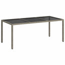 havebord 190x90x75 cm hærdet glas og polyrattan grå