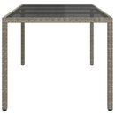 havebord 190x90x75 cm hærdet glas og polyrattan grå
