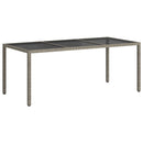 havebord 190x90x75 cm hærdet glas og polyrattan grå