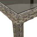 havebord 190x90x75 cm hærdet glas og polyrattan grå
