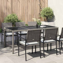 havebord 190x90x75 cm hærdet glas og polyrattan grå