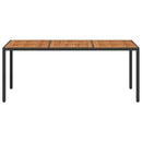 havebord 190x90x75 cm polyrattan og akacietræ sort