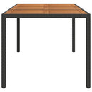 havebord 190x90x75 cm polyrattan og akacietræ sort