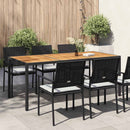 havebord 190x90x75 cm polyrattan og akacietræ sort