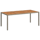 havebord 190x90x75 cm polyrattan og akacietræ grå