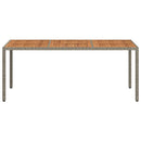 havebord 190x90x75 cm polyrattan og akacietræ grå