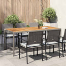 havebord 190x90x75 cm polyrattan og akacietræ grå