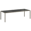 havebord 250x100x75 cm hærdet glas og polyrattan grå