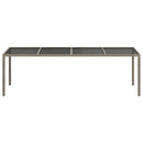 havebord 250x100x75 cm hærdet glas og polyrattan grå