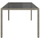 havebord 250x100x75 cm hærdet glas og polyrattan grå