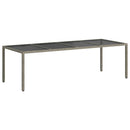havebord 250x100x75 cm hærdet glas og polyrattan grå