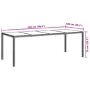 havebord 250x100x75 cm hærdet glas og polyrattan grå
