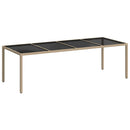 havebord 250x100x75 cm hærdet glas og polyrattan beige