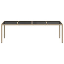 havebord 250x100x75 cm hærdet glas og polyrattan beige