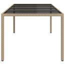 havebord 250x100x75 cm hærdet glas og polyrattan beige