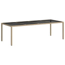 havebord 250x100x75 cm hærdet glas og polyrattan beige