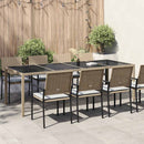 havebord 250x100x75 cm hærdet glas og polyrattan beige