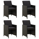havestole med hynder 4 stk. polyrattan sort