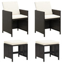 havestol med skamler 4 dele polyrattan sort