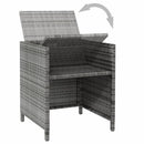 havestole med skamler 4 dele polyrattan grå