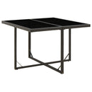 havebord 109x107x74 cm polyrattan og glas sort