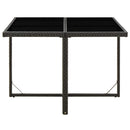havebord 109x107x74 cm polyrattan og glas sort
