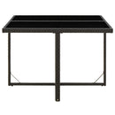 havebord 109x107x74 cm polyrattan og glas sort