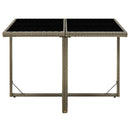 havebord 109x107x74 cm polyrattan og glas grå